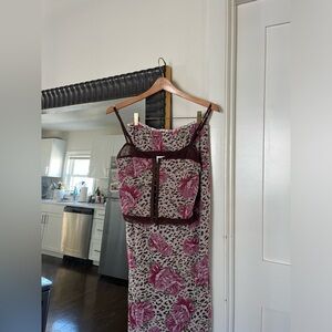 Princess Polly Size 6, Pink Cheetah/Brown matching Corset top and skirt